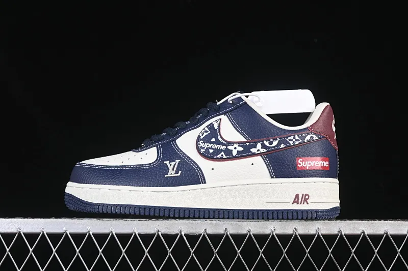 All categories Nk Air Force 1 Air Force series Nk Air Force 1 Low Air Force low top Nike Air Force 1'07 Low Sup tripartite joint white blue wine red Air Force 1 low top casual sneakers YF9511-801
